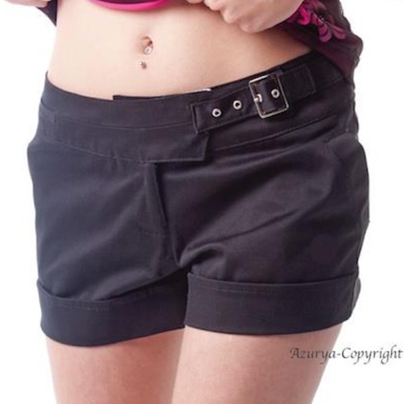 Azurya Pants - Black short asymmetric waist